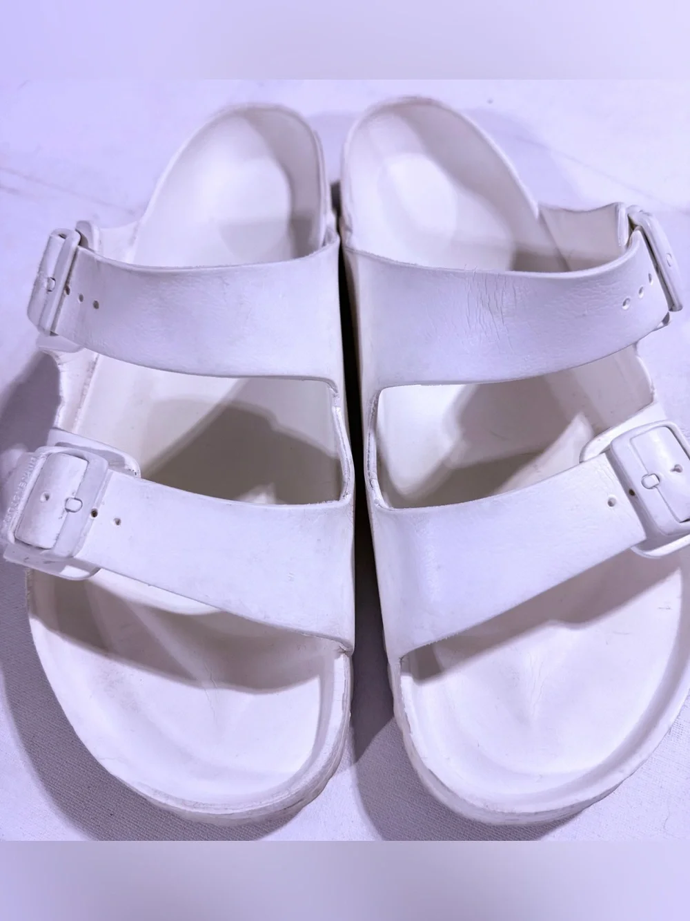 Birkenstock Arizona White Double-Strap Men’s Slide Sandals Size-46